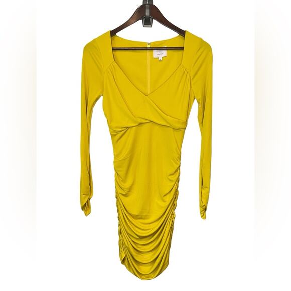 CINQ À SEPT 5a7 NWOT Miah L/S Knit Bodycon Mini Dress Pineapple Yellow Size 6 - Picture 2 of 14